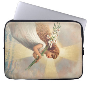 Capa Para Notebook Pequeno anjo bebê segurando lírios