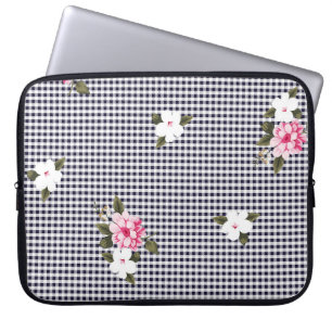 Capa Para Notebook Pequenos cheques e padrões de flores abstratos,
