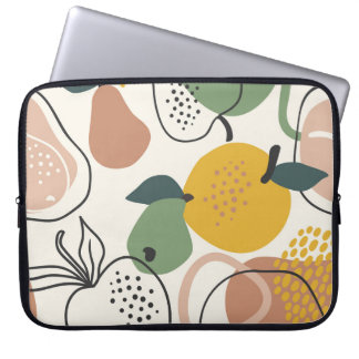 Capa Para Notebook Peras De Maçãs: Padrão Vintage Desenhado À Mão.