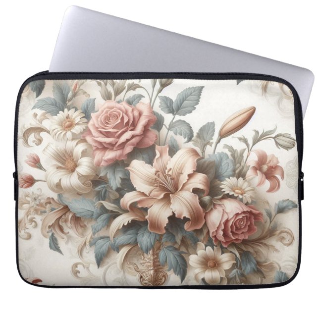 Capa Para Notebook Perfeição Floral Antiquada Clara (Frente)