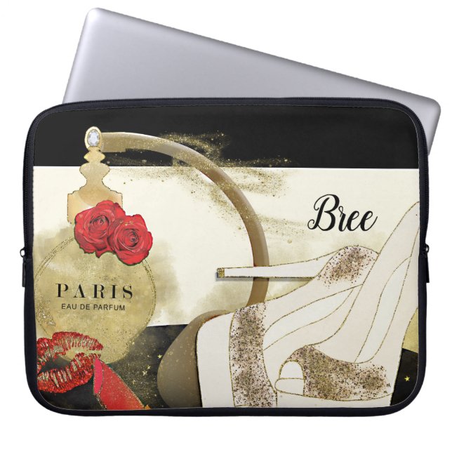 Capa Para Notebook Perfume Paris Rosas Saltos Altos & Lábios (Frente)