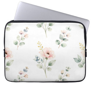 Capa Para Notebook Pérola de Água Colorida Eucalipto Delicado Floral