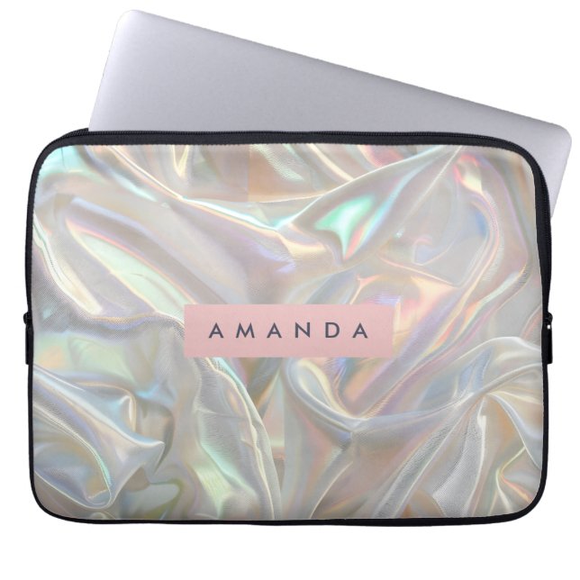 Capa Para Notebook Pérola Iridescente Macia Personalizada com Brilho (Frente)