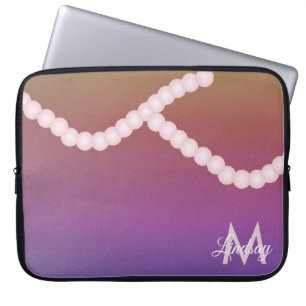 Capa Para Notebook Pérolas Arco-íris Brilho Rosa Monogramadas