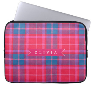 Capa Para Notebook Personalizado Rosa Fúcsia Xadrez Préppy Customizad