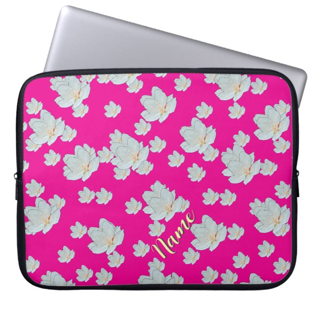 Capa Para Notebook Personalizar Blossomas no Rosa Quente (Frente)