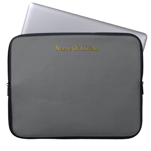 Capa Para Notebook Personalizar Com Nome Cinza + Laranja (Frente)