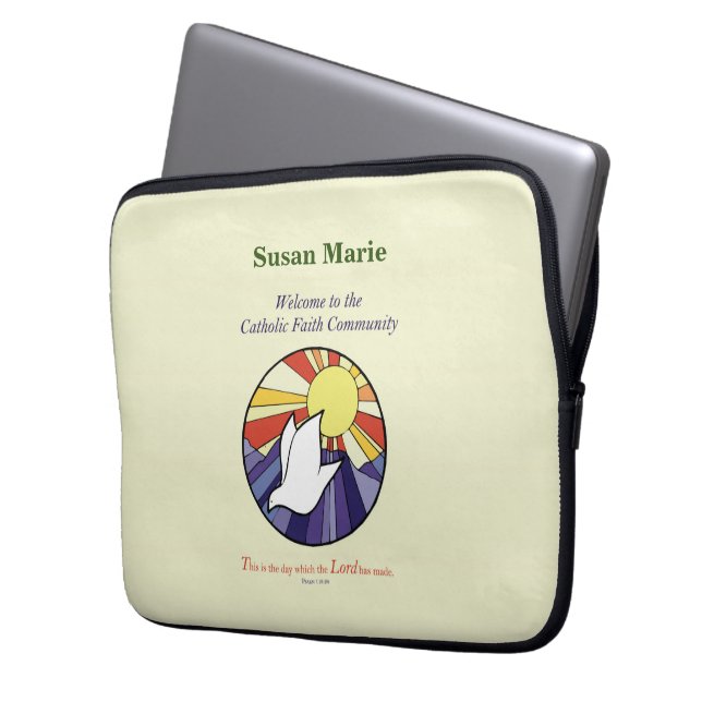 Capa Para Notebook Personalizar Nome, Círculo da Pomba RCIA em Amarel (Frente Esquerda)