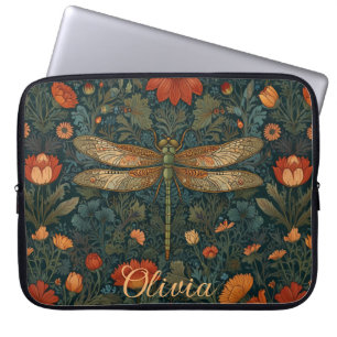Capa Para Notebook Personalizar o chic floral de libélula laranja