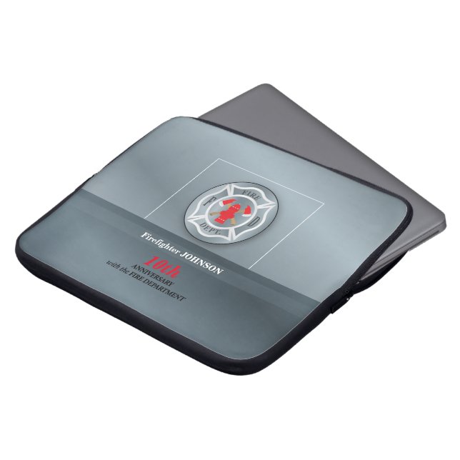 Capa Para Notebook Personalizável, Aniversário com o Corpo de Bombeir (Frente Topo)