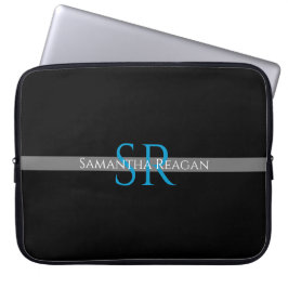 Capa Para Notebook Personalize o nome e a faixa de Cinzas azul/branca
