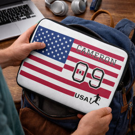 Capa Para Notebook Personalized American Soccer Athlete Patriotic