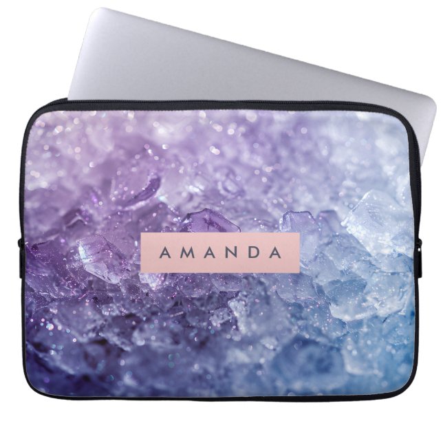 Capa Para Notebook Personalized Amethyst Crystal & Lavender Sparkle (Frente)