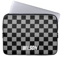 Personalized  black &gray checkered monogram name