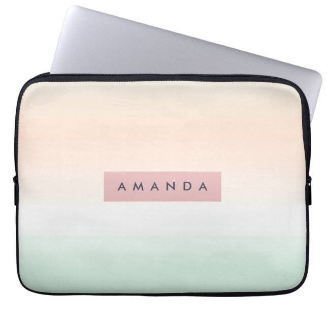 Capa Para Notebook Personalized Blush and Mint Pastel Ombre  (Frente)