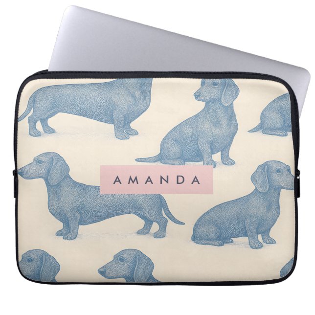 Capa Para Notebook Personalized Charming Elegant Dachshund Pattern (Frente)