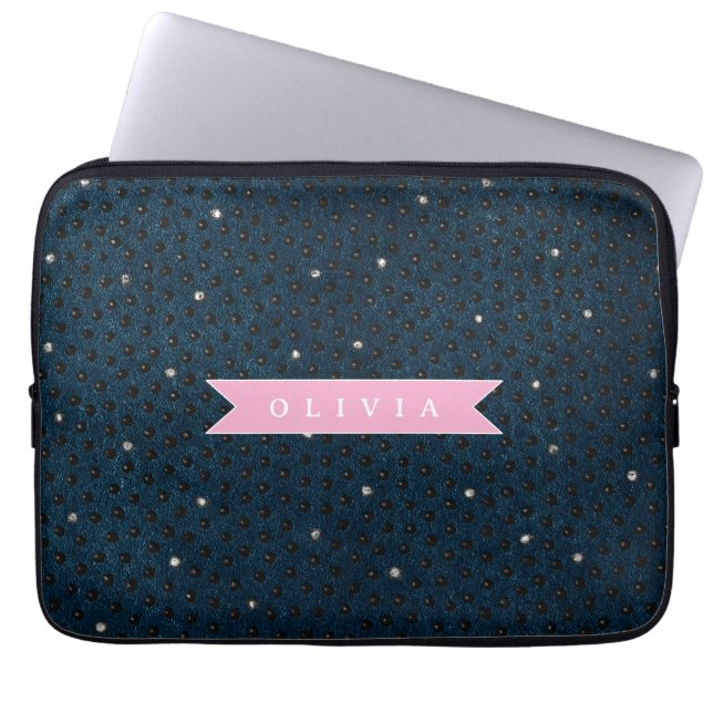 Capa Para Notebook Personalized chic dark denim rhinestone pattern (Frente)