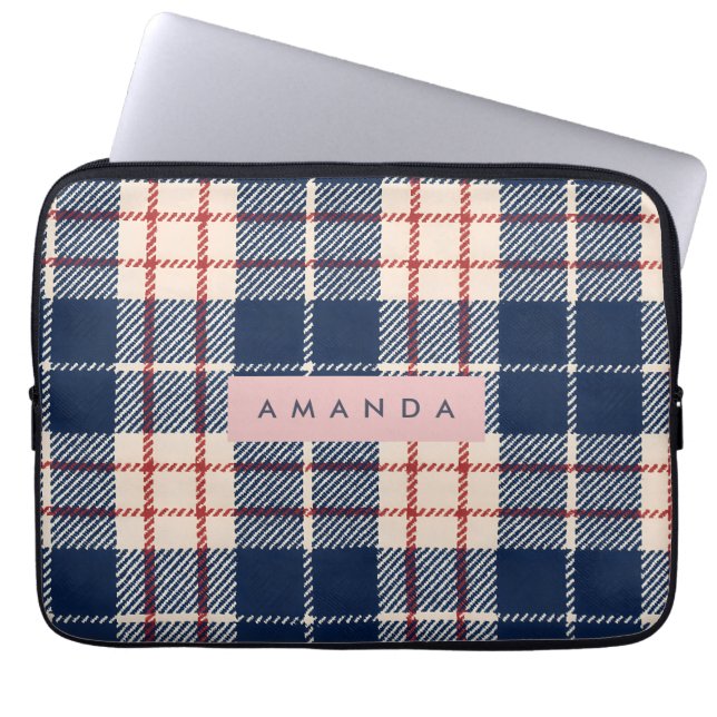 Capa Para Notebook Personalized Classic Navy and Red Plaid (Frente)