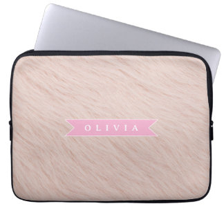 Capa Para Notebook Personalized cozy pink fuzzy faux fur texture