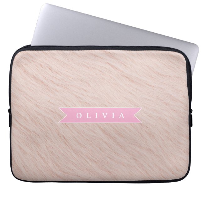 Capa Para Notebook Personalized cozy pink fuzzy faux fur texture (Frente)
