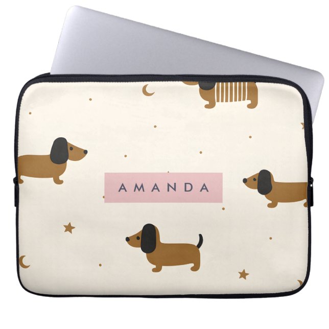 Capa Para Notebook Personalized Cute Brown Dachshund Puppy (Frente)