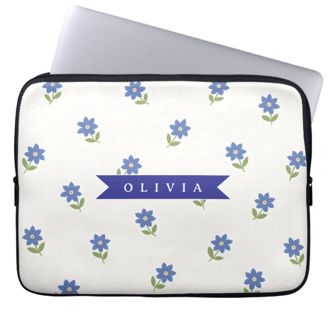 Capa Para Notebook Personalized cute delicate blue floral pattern (Frente)