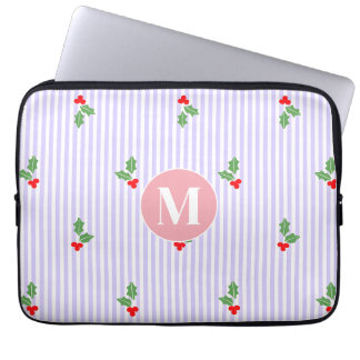 Capa Para Notebook Personalized Cute Striped Holiday Christmas Holly 