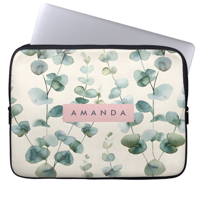 Capa Para Notebook Personalized Elegant Pastel Eucalyptus Leaves (Frente)