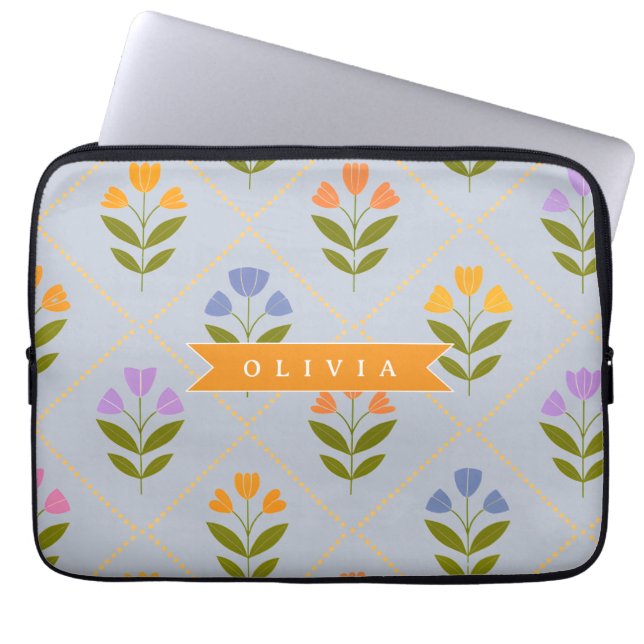 Capa Para Notebook Personalized folk boho Scandinavian floral pattern (Frente)