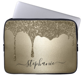 Capa Para Notebook Personalized Gold Glitter Drip Laptop Sleeve