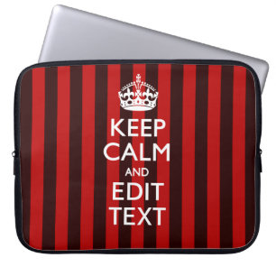 Capa Para Notebook Personalized Keep Calm Your Text on Red Stripes