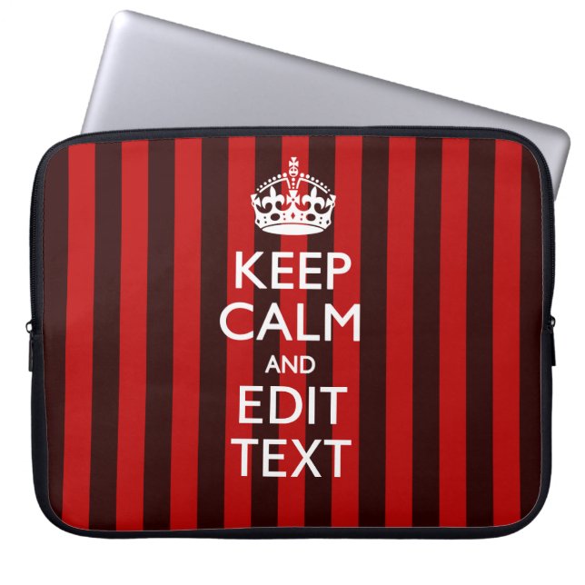 Capa Para Notebook Personalized Keep Calm Your Text on Red Stripes (Frente)