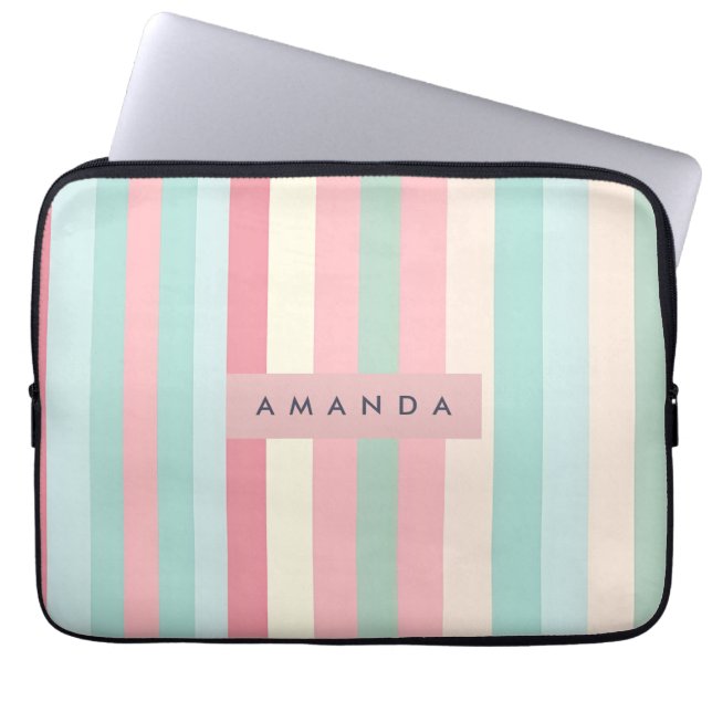 Capa Para Notebook Personalized Minimalist Pastel Stripes  (Frente)