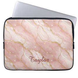 Capa Para Notebook Personalized Modern Rose Quartz Marble Gold Glitte