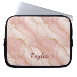 Capa Para Notebook Personalized Modern Rose Quartz Marble Gold Glitte