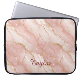 Capa Para Notebook Personalized Modern Rose Quartz Marble Gold Glitte