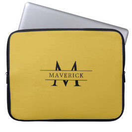Capa Para Notebook Personalized Monogram Metallic Gold Laptop Sleeve