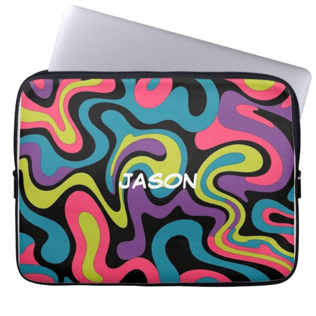Capa Para Notebook Personalized Neon Abstract Pattern — Retro Design (Frente)