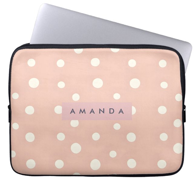 Capa Para Notebook Personalized Pastel Cream Dots on Blush (Frente)