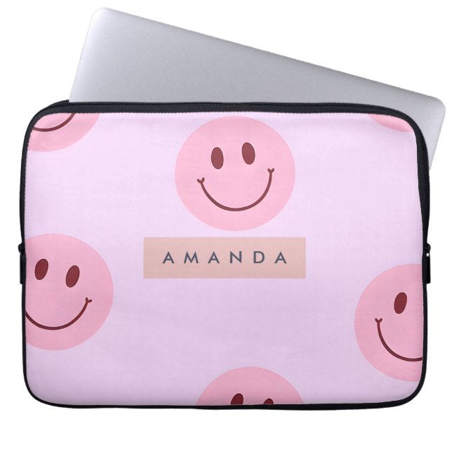 Capa Para Notebook Personalized Pastel Lavender & Pink Smiley Face (Frente)