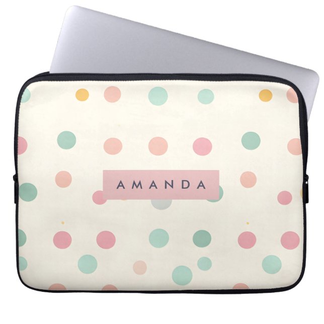 Capa Para Notebook Personalized Pastel Macaron Polka Dot  (Frente)