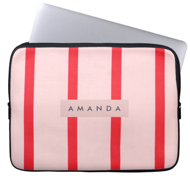Capa Para Notebook Personalized Pastel  Stripes with Floral Accent (Frente)