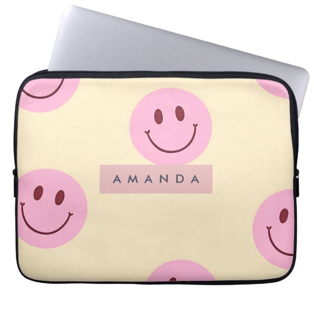 Capa Para Notebook Personalized Pastel Yellow & Pink Smiley Face (Frente)