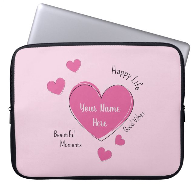 Capa Para Notebook Personalized Pink Hearts Laptop Case (Frente)