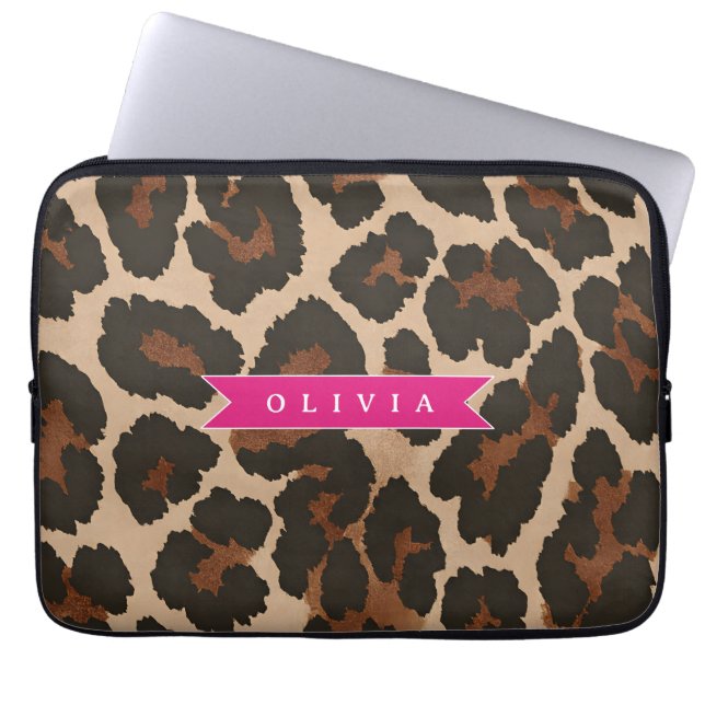 Capa Para Notebook Personalized Pink Leopard Print Chic Animal Print (Frente)