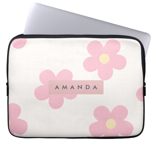 Capa Para Notebook Personalized Retro Pink Daisy Flower (Frente)