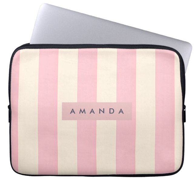 Capa Para Notebook Personalized Soft Pink and Cream Stripe (Frente)