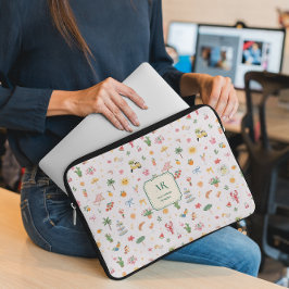 Capa Para Notebook Personalized Summer Watercolor Monogram