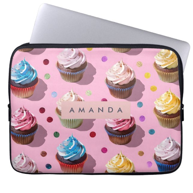 Capa Para Notebook Personalized Whimsical Rainbow Cupcake Confetti (Frente)
