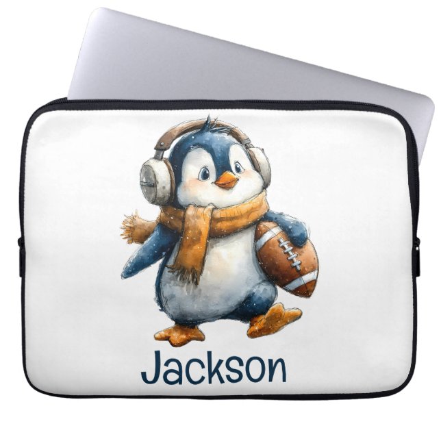 Capa Para Notebook Personalized Winter Penguin Football Kid (Frente)